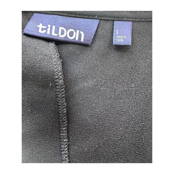 Tildon Black 3/4 Sleeves Keyhole Back Mini Shift Dress Small - Picture 3 of 8